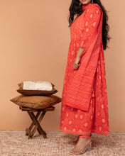 Load image into Gallery viewer, The Festive Edit - Orange Printed Anarkali Suit Set
