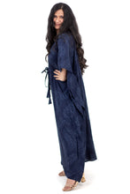 Load image into Gallery viewer, V-Neck Blue Rayon Kaftan
