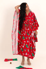 Load image into Gallery viewer, Red Christmas Tree Flannel Kaftan
