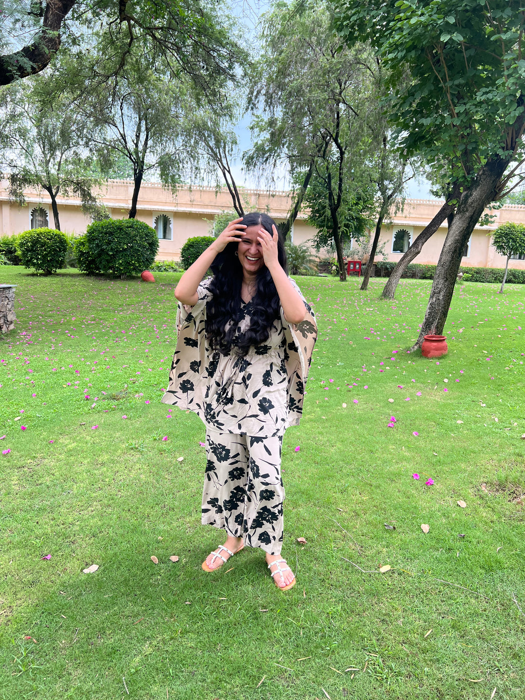 Black Rose Cotton Kaaftan Set