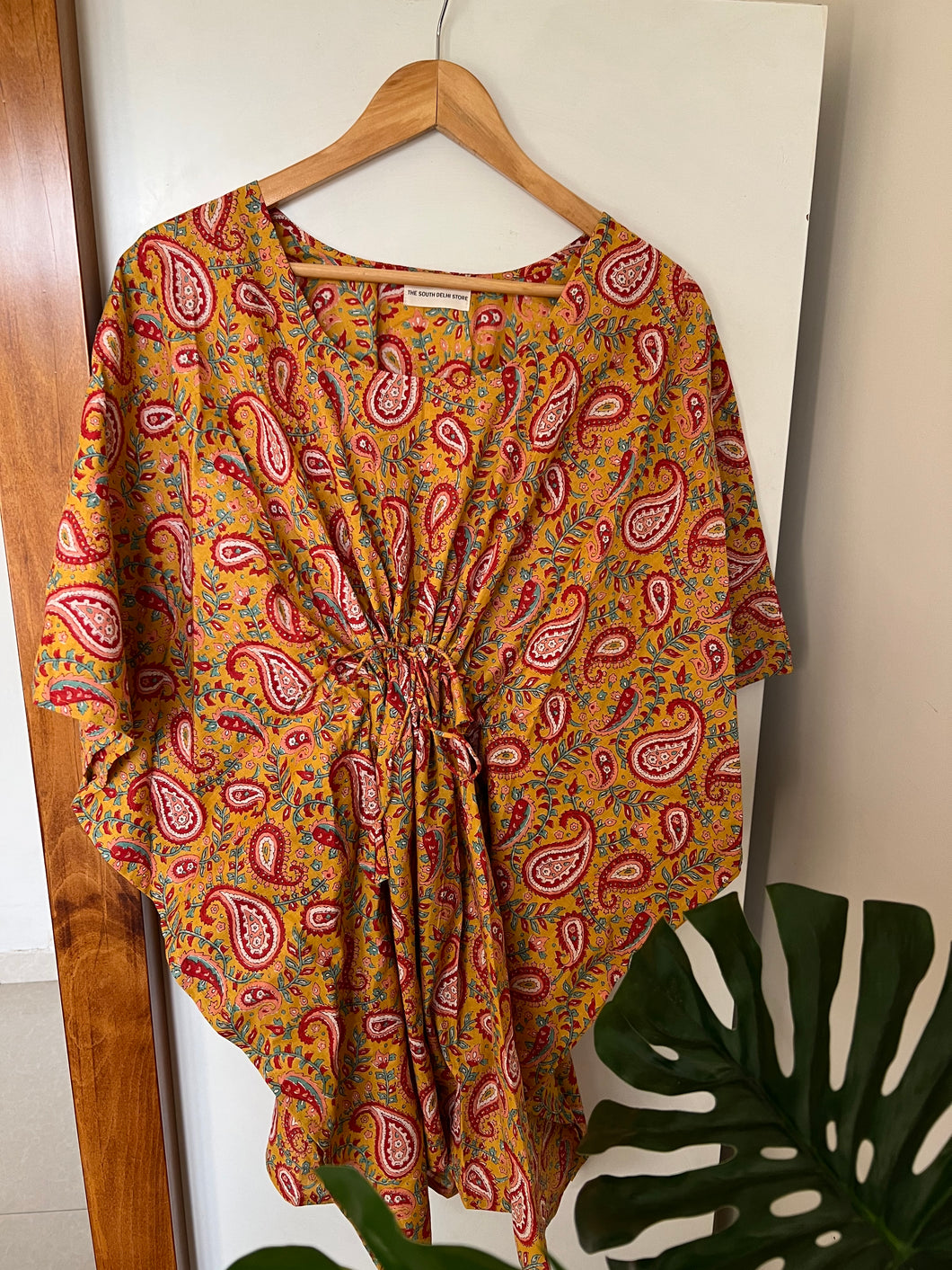Yellow Floral Printed Kaaftan