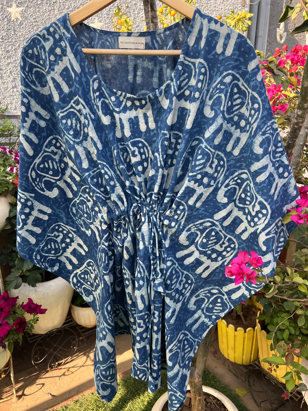Blue Elephant Print Kaaftan