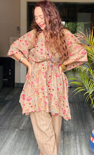 Load image into Gallery viewer, Brown Floral Kaaftan (Only Top - Free Sized)
